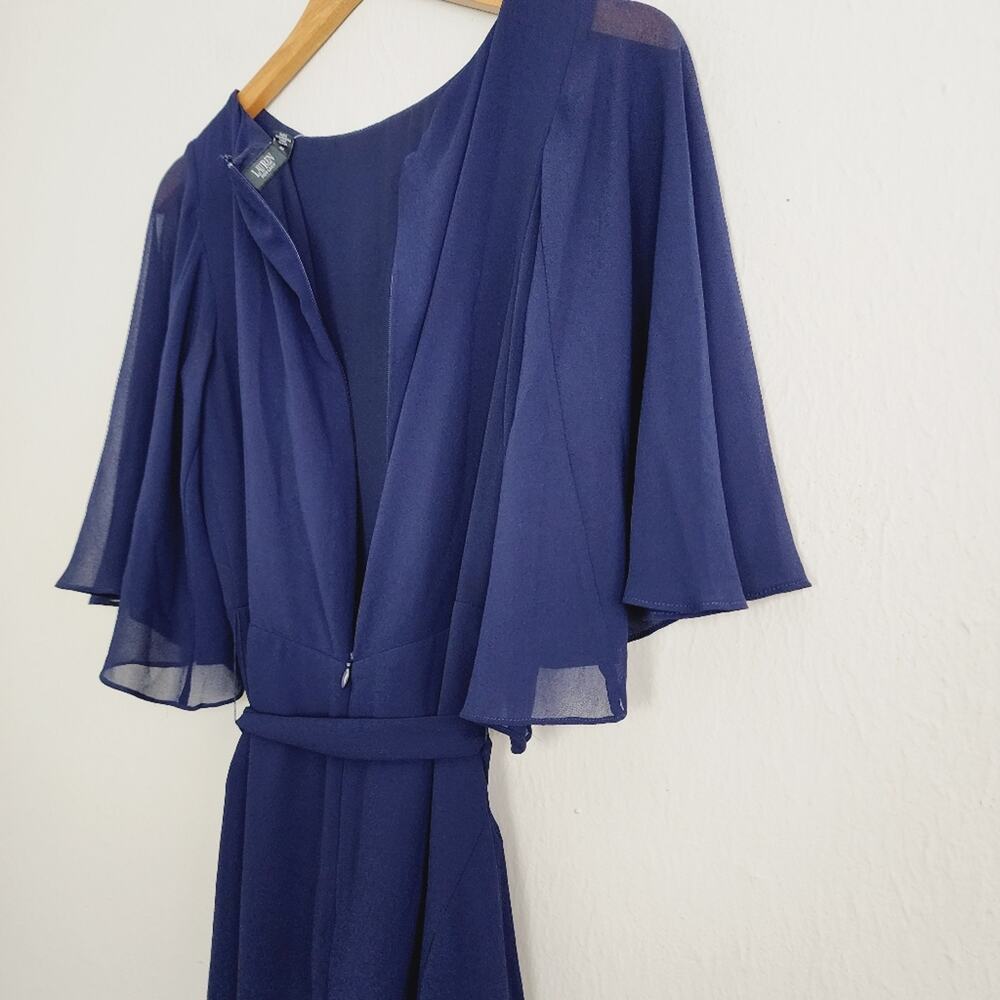 Lauren Ralph Lauren NWT Deep Navy Blue Flutter Sleeve Belted Crepe Mini Dress 2 - Picture 14 of 15